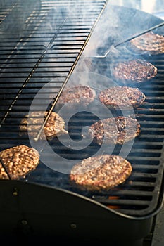 BBQ Hamburgers with smoke