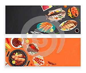 BBQ Horizontal Banners Collection