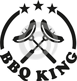 BBQ king stamp with sausage at forks