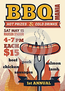 Bbq mania party for invitation