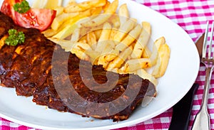 BBQ , marinated spareribs and french fries