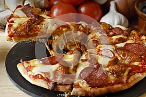 BBQ Meat feast gourmet Pizza photo