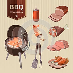 BBQ meat vector elements for vintage Barbecue