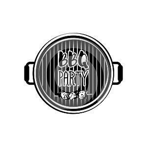 BBQ Party Badge. Meat Grill Label. Vector Illustration Isolated On White