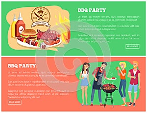 BBQ Party Collection of Web Vector Illustration