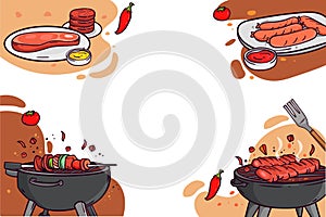 BBQ party frame in hand drawn design