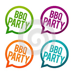 BBQ party fun round Buttons. Circle Eps10 Vector.