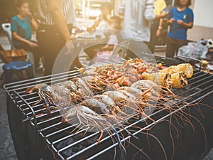 BBQ Party happy summer family dinner at home outdoor vintage sty