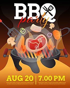 BBQ party invitation ,card or poster template with grill