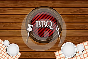 BBQ Party Restaurant Table Vector Background Illustration Concept