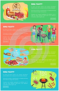 BBQ Party Web Page Collection Vector Illustration