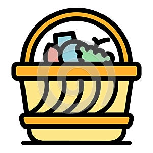 Bbq picnic basket icon vector flat
