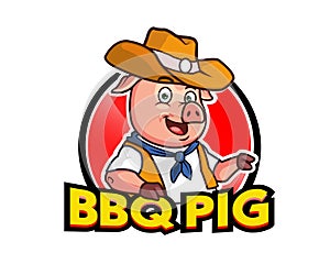 BBQ Pig Cartoon Mascot Logo