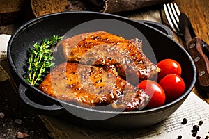 BBQ pork chops in sweet glaze