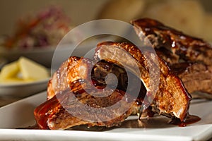 BBQ Rib Dinner with Coleslaw, Bread and Butter