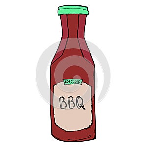 BBQ sauce bottle. Hand drawn barbeque dressing.