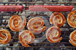 BBQ sausages on the grill