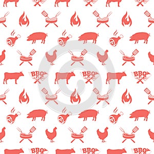 BBQ seamless pattern, vector illustration with barbecue grill elements
