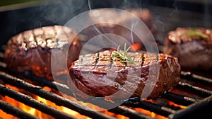 BBQ Sirloin Steaks with Fresh Thyme Barbecue Grill, Steak, Barbecue, Meal Meat Grilled generative ai