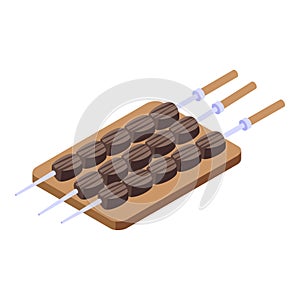 Bbq stick icon isometric vector. Brazilian food