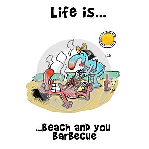 BBQ on summer holiday on beach