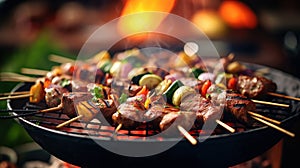 BBQ summer party. Illustration AI Generative