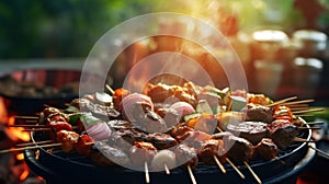 BBQ summer party. Illustration AI Generative