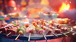 BBQ summer party. Illustration AI Generative