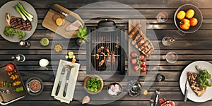 BBQ Table and Grill with amazing BBQ food