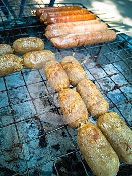 BBQ Thai sausages or Isaan sausages