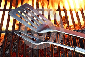 BBQ Tools On The Hot Grill