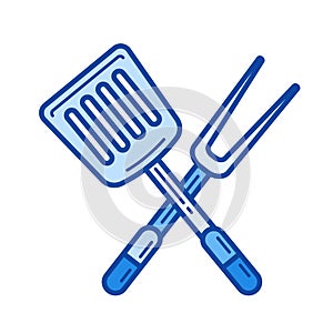 BBQ tools line icon.