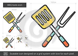 BBQ tools line icon.