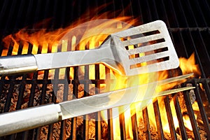 BBQ Utensils and Hot cast iron grate XXXL