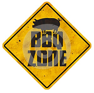 BBQ Zone Sign Barbecue Grill area vintage retro backyard pork