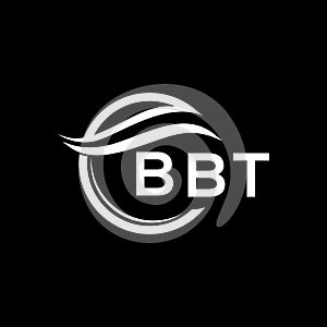 BBT letter logo design on black background. BBT creative circle letter logo concept. BBT letter design photo