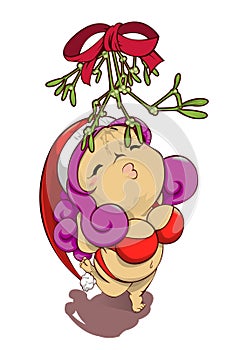 Bbw kiss under mistletoe