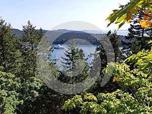 BC Ferries sailing through Active Pass in Gulf Islands