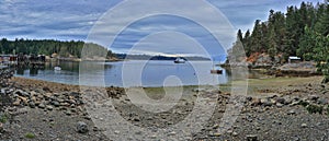 BC Ferry Entering Whaletown on Cortes Island, Discovery Islands, British Columbia, Canada