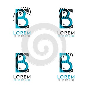 The BC Logo Set of abstract modern graphic design.Blue and gray with slashes and dots.This logo is perfect for companies, business