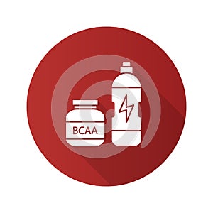 BCAA supplement flat design long shadow glyph icon