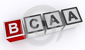 bcaa word block on white photo