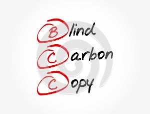 BCC - Blind Carbon Copy acronym, technology concept background photo