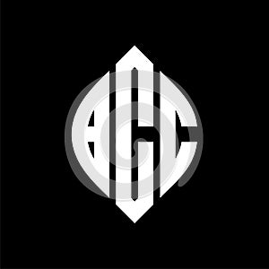 BCC circle letter logo design with circle and ellipse shape. BCC ellipse letters with typographic style. The three initials form a