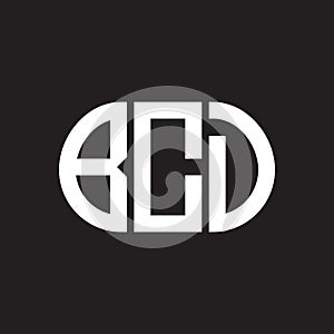 BCD letter logo design on black background. BCD