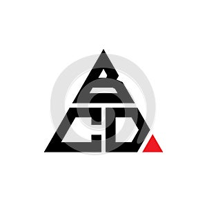 BCD triangle letter logo design with triangle shape. BCD triangle logo design monogram. BCD triangle vector logo template with red