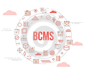 bcms business continuity management system concept with icon set template banner and circle round shape