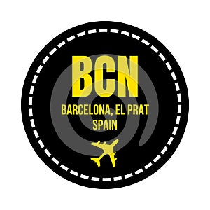 BCN Barcelona airport symbol icon