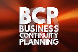 BCP - Business Continuity Planning acronym, business concept background