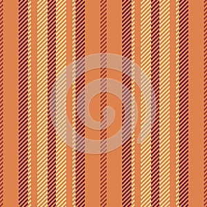 Bcratched fabric texture vector, ornate lines stripe pattern. Lsolation vertical background seamless textile in orange and amber